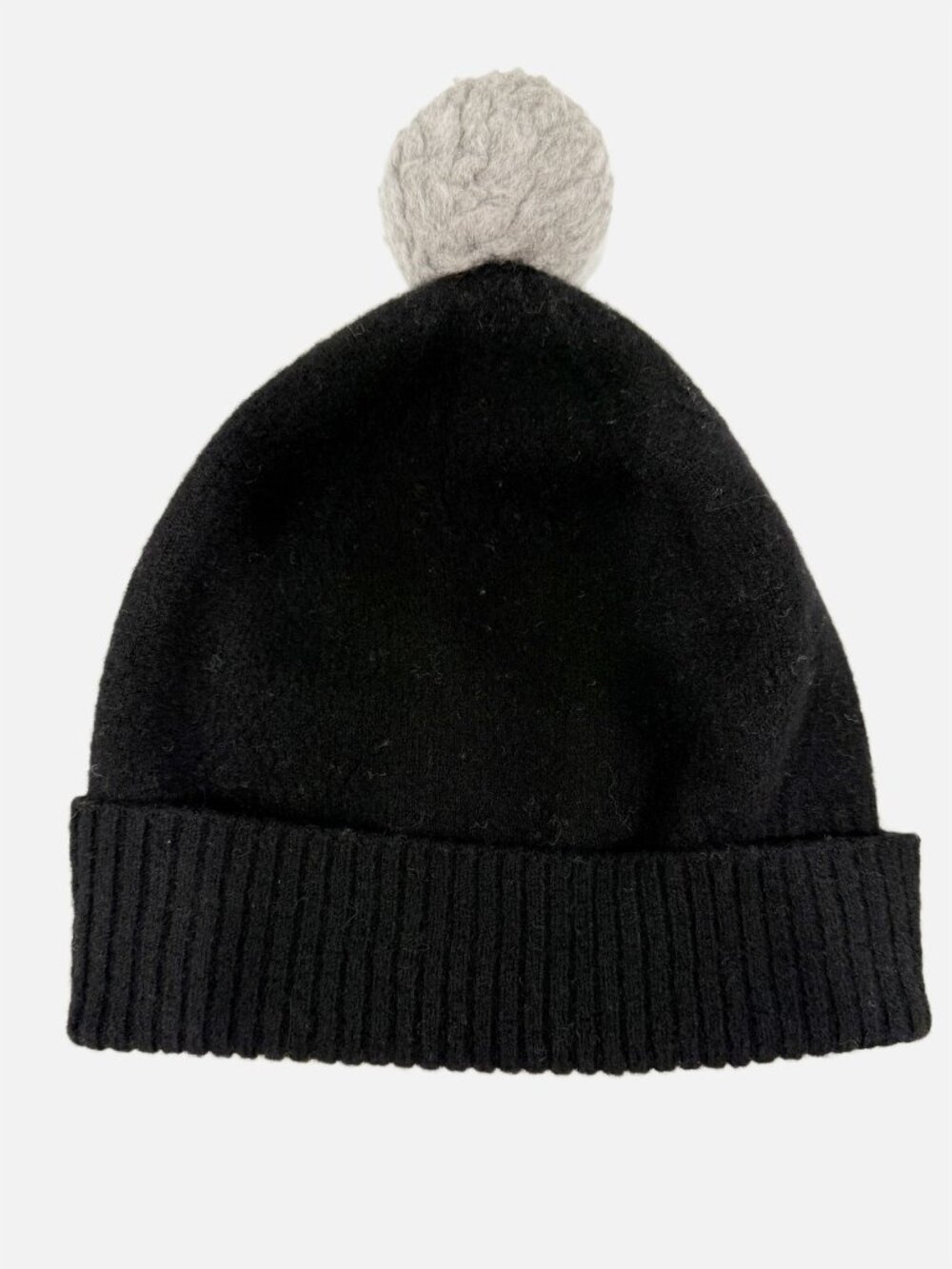 LOUIS VUITTON Knit Beanie Hat Monogram Black Wool w/ Grey Pom-Pom M75538 - Picture 3 of 7